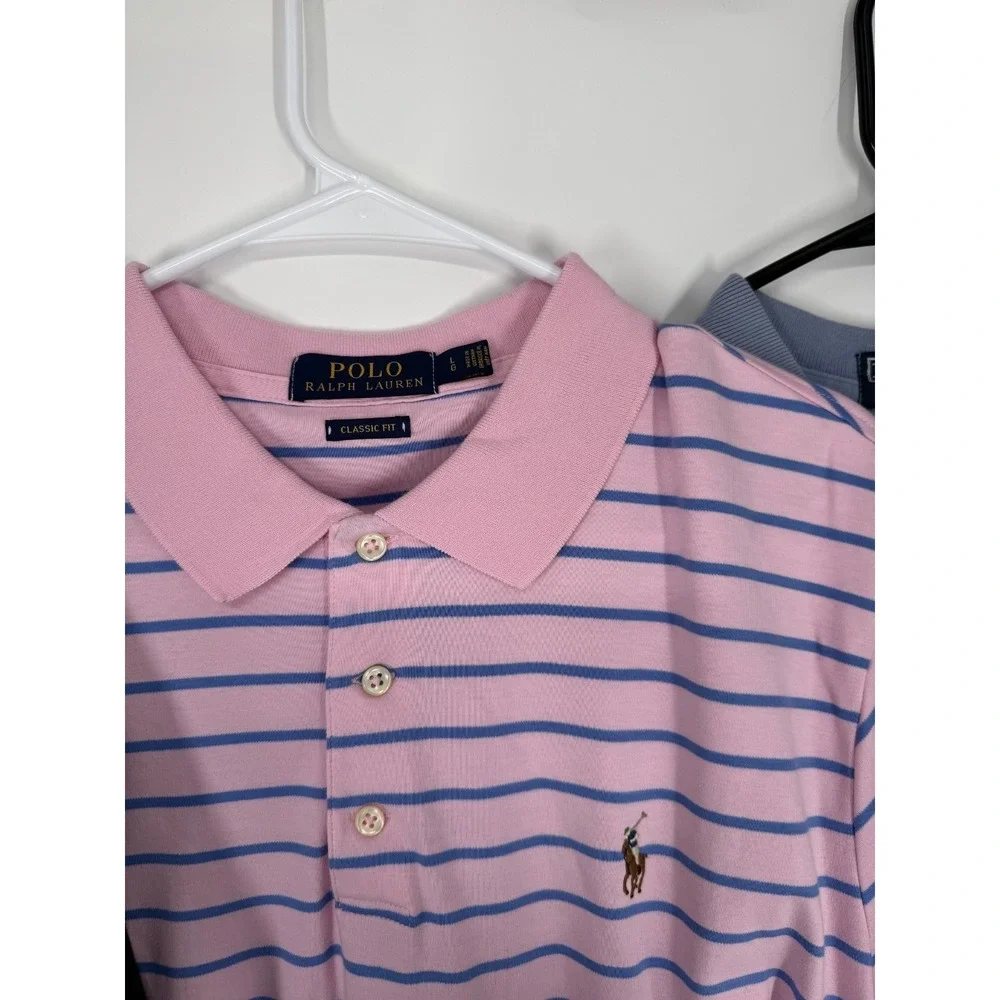 Lot Of 3 Polo Ralph Lauren Polo Shirt Mens Large Golf Short Sleeve 100%‎ Cotton